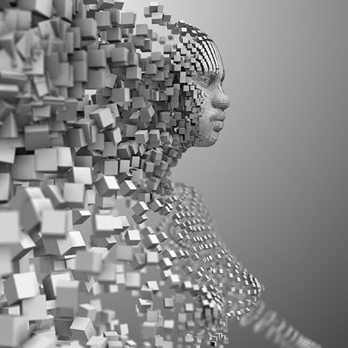Artificial intelligence (AI) deep learning computer program technology also known as machine intelligence (MI) is intelligence exhibited by machines. 3D render.